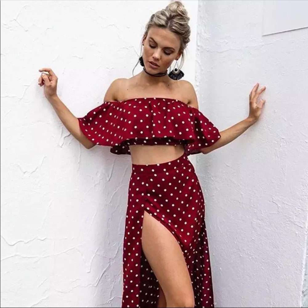 Ariana polka dot two piece dress set